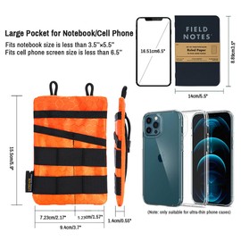 VIPERADE VE3-P EDC Pouch Small EDC Tool Bag EDC Organiser Bag Pocket Organiser Nylon Multitool Bag Small for Torch Multitools Pen Notebook Orange