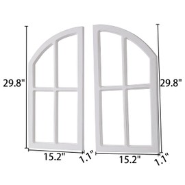 Sintosin Rustic White Arch Window Frame 30 Inch, 2 Pcs Hanging Distressed White Vintage Window Frame Wall Decor Living Room, Handmade Wooden Frame Fake Window Wall Decor for Entryway Bedroom