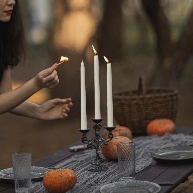 JONERAY 12-inch Ivory Beeswax Taper Candles - 9 Hour Long