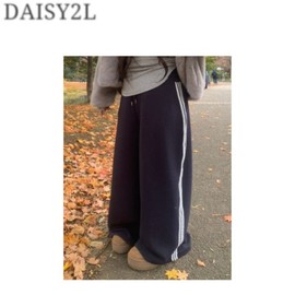 DAISY2L Fleece-Lined Triple Line Banding Wide Pants 1pair, Color#$%Size:Gray-Basic