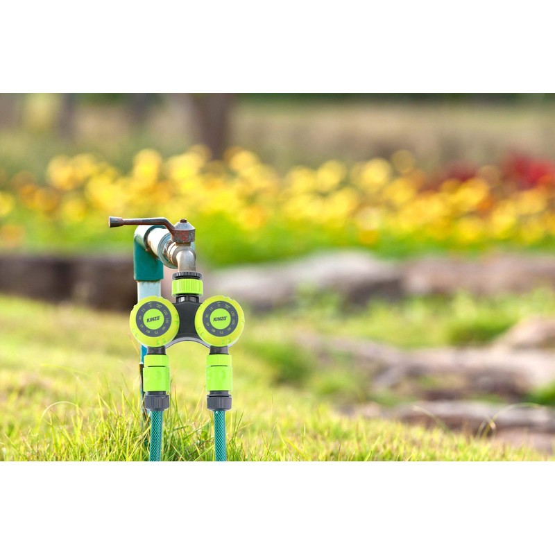 Mechanical double tap timer - 5 to 120 minutes watering.