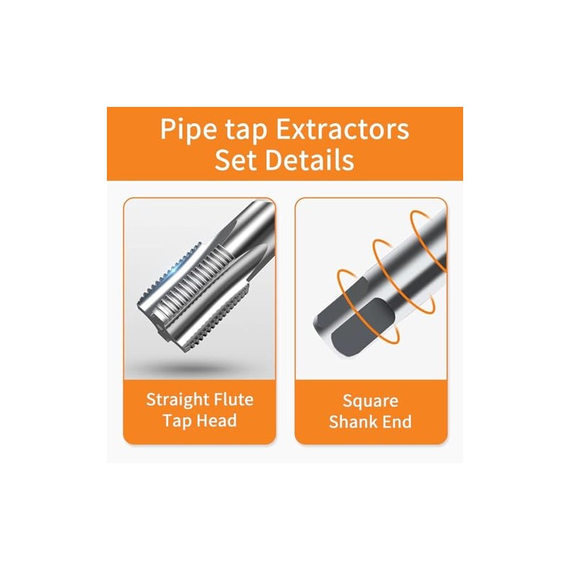 5 Piece NPT Pipe Tap Set, Carbon Steel Threading Plumbing