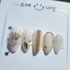Elegant gold zircon chain handmade nail tip - Coffin /