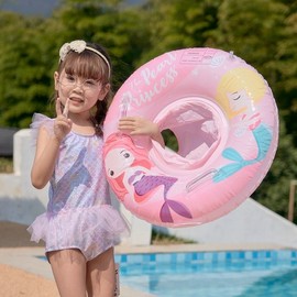 Unicorn Baby Walker Float with Handle, Kids' Crotch Support Swim Ring Belt LF2605 Blue Bean Long Shorts + Handle 60 [2-4 Years Old] 3ea