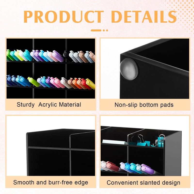 MotiMind Acrylic Pen Organizer Storage for 150 Markers Vertical Marker
