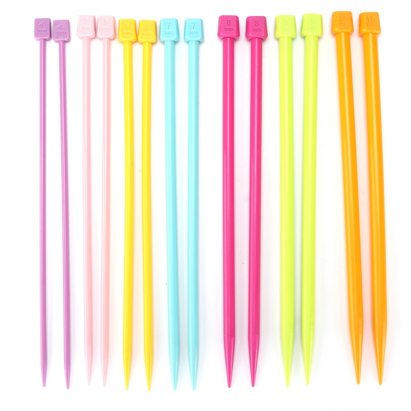 14 Pcs Knitting Needles Multicolour Portable 25cm Sweater Needle Plastic