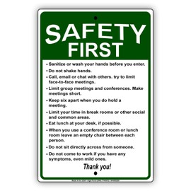Afterprints Safety First Maintain Social Guidelines and Stay Safe Protection Required Unique Aluminum Metal Sign 18"x24"