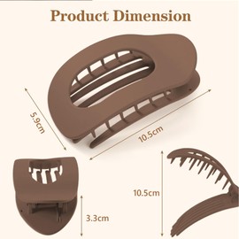 FloralGrace Set of 6 Flat Hair Clips Matte Light Hair Clips Set, Round Hair Clips for Women and Girls, Flat Claw Clips with Strong Hold for Thick and Thin Hair