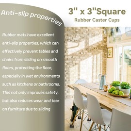 3 x 3 inch Square Furniture Anti-Slip pad for Wooden Floor Shock-Absorbing Feet, Round Table Legs, Refrigerator, Bed, Washer, Dryer Anti-Slip Floor Protector Shock-Absorbing Mats (4 Pack)