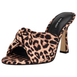 Nine West Women's Trina Heeled Sandal, Leopard Satin 120, 8