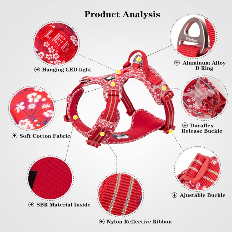 Truelove Adjustable No-Pull Front Clip Dog Harness Reflective Comfortable Control