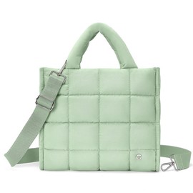 WESTBRONCO [Mother's Day] Medium Puffer Tote Quilted Crossbody Bags Women Purse Shoulder Handbag Laptop Work University Gym Diaperbag SpringTok Glowup:_Beige