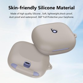 for Beats Powerbeats Pro 2 Case Cover with Keychain, Soft Silicone Case Cover for Beats Powerbeats Pro 2 Generation Full Shock-Absorbing Protective Case for Women Men Front LED Visible (Gray)