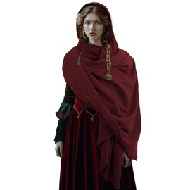 HOMELEX Medieval Black Padme Cape Shawl Post Apocalyptic Cloak Black Hooded Cowl