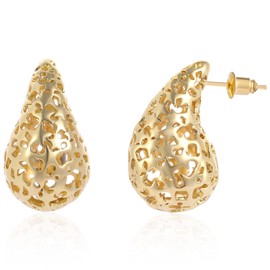 CORIXTAL Gold Hopp Earring for Women,Teardrop Earrings for Women, Gold Jewelry Earring,Gold Drop Earring，Lightweight Waterdrop Hollow Open Hoops,Hypoallergenic Gold Earring Jewelry for Women Gift