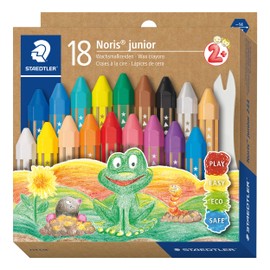 STAEDTLER Noris Junior 224 Wax Crayon, Perfect for Small Children's Hands, Extra Shatterproof, Case with 18 Colours, 224 C18