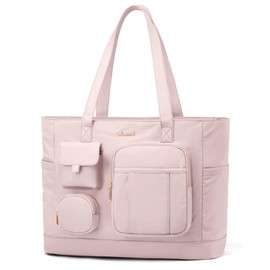 LOVEVOOK Laptop Tote Bag for Women Work, Teacher Tote & Nurse Bags with Zipper for Travel, Daily, College,Large Purse Computer Shoulder Handbag With Multi Pockets Black