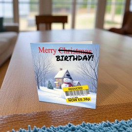 Funny Birthday Card - Reduced Christmas Card Merry Birthday - Funny Novelty Birthday Card - Ideal for 18th 21st 25th 30th 40th 50th 60th