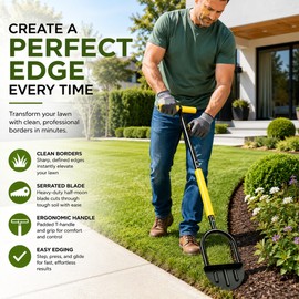 Half Moon Lawn Edger for Yard Borders – Serrated Manual Edging Tool for Sidewalks, Gardens & Driveways