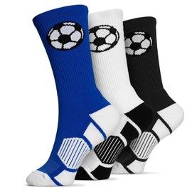 ChalkTalkSPORTS Soccer Performance Crew Socks - Hat Trick Size Large - Set of 3 - Soccer Mid-Calf Socks - Adult