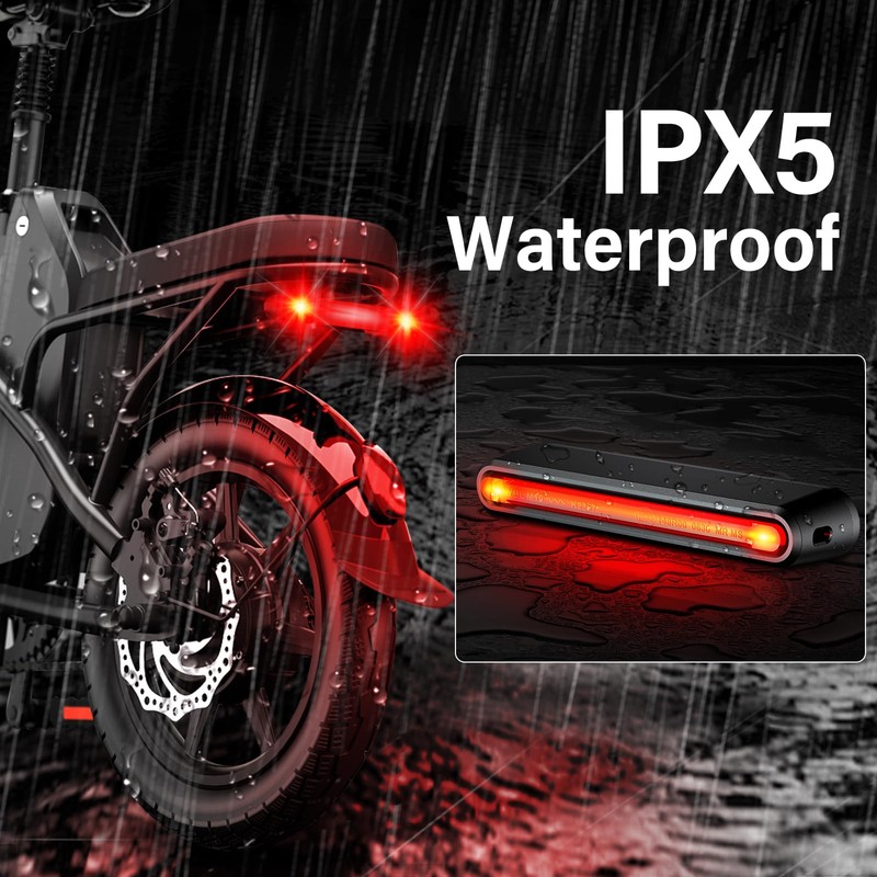E-Bike Rear Light LED with Brake Light, Electric Bicycle Rear