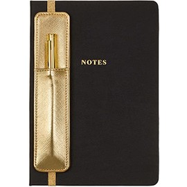 Eccolo Lined Journal Notebook, Black Hardcover, Includes Pen and Holder, 256 Ruled Pages, 5.75-x-8.25 inches