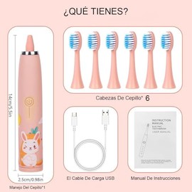 Cepillo de Dientes Eléctrico Supersónico Para Niños, Cepillo Electrico Infantil 5 a 15 Años con Recordatorio de 30 Segundos, Temporizador 2 Minutos, 4