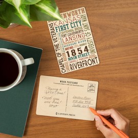 Leavenworth, Kansas, Typography (4x6 Birch Wood Postcards, 2-Pack Stationary, Rustic Home Wall Decor)