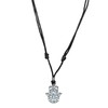 BlueRica Hamsa Hand of Fatima on Adjustable Black Cord Necklace,