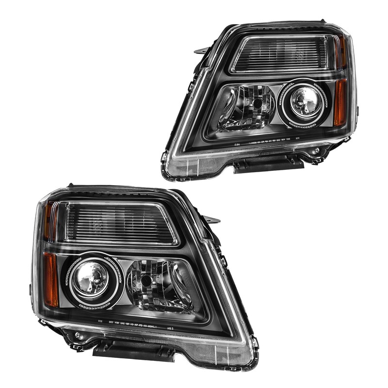 PHILTOP Headlight Assembly, Black Headlights Replacement Compatible with 2016-2017 Terrain