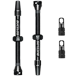 BUCKLOS Tubeless Presta Valve Stem Kit, Black, Aluminum, Universal Fit, 10mm, Pair, Bicycle