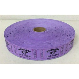 Purple Good for One Drink Single Stub Raffle Tickets Roll of 2000