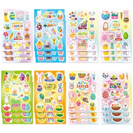 24 Sheets Easter Stickers, Easter Theme Stickers, Happy Easter Stickers, Sheet Bunny Egg Easter Stickers, Happy Easter Egg Hunt Sticker for Kids DIY Crafts Party Toys Gifts Decorations