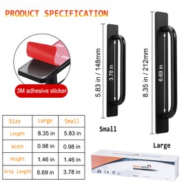 Self-Stick Instant Cabinet Drawer Handles Pulls - 2pcs Aluminum Alloy Push Pull Handles Helper with Adhesive Door Handle for Kitchen, Window Sliding Closet (5.83", Black)