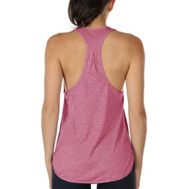 icyzone Workout Tank Tops for Women - Athletic Yoga Tops, Racerback Running Tank Top Loose Fit (XL, Pink)