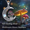 JERWL Mushroom Necklace 925 Sterling Silver Moonstone Necklace Magical Red