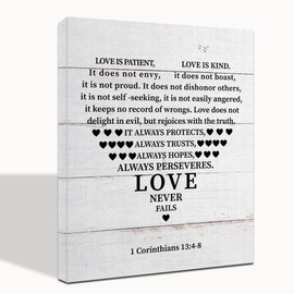 Love is Patient Love is Kind Wall Art, 1 Corinthians 13:4-8 Wall Art, Love is Patient Love is Kind, Christian Wall Art, Scripture Wall Art, Canvas Wall Art Decor, Christian Gift 14x17 inch