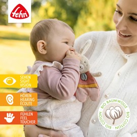 Fehn fehnNATUR Crinkle Bunny, Activity Baby Rustling Toy for Gripping and Playing, Activity Rustling Animal Baby Toy, Motor Skills Toy & Crinkle Toy for Babies and Toddlers