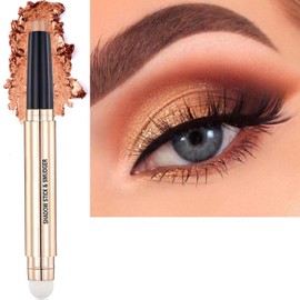 Metiplou 2 in 1 Champagne Gold Shimmer Eyeshadow Stick eyeliner pencil Cream Shimmer Smooth Eyeshadow pencil Waterproof Hypoallergenic Long Lasting Eye Shadow Pen Multi-Dimensional Eyes Look