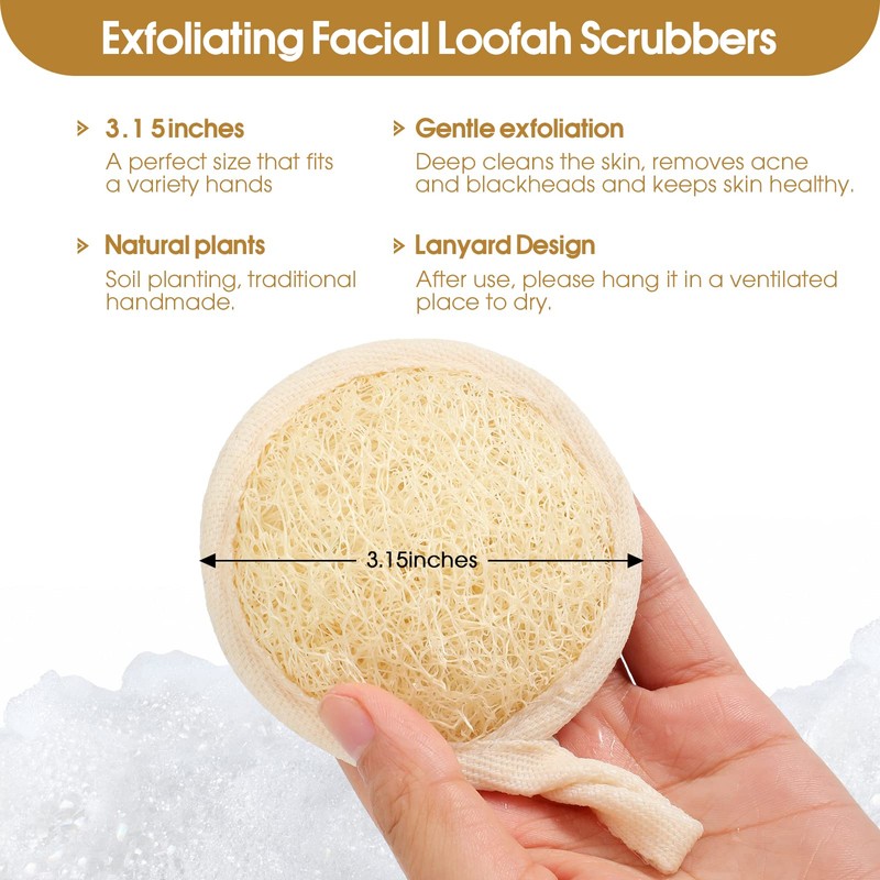 6 púas de esponjas exfoliantes para la cara, esponja limpiadora