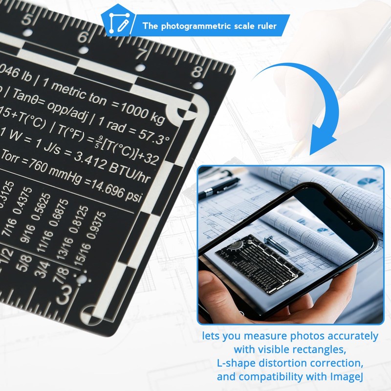OCQOTAT Small Metal Ruler Protractor Compass Scale,Multi-Tool 3 Inch Metric