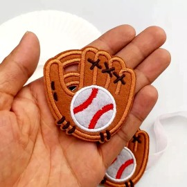 Baseball In Hand Iron on Patch Appliqué 2 1/2 x 2 5/8 inch