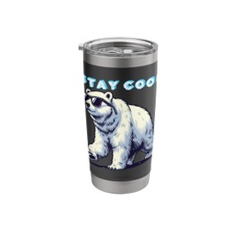 Stay Cool Polar Bear Sunglasses Fun Chill Vibe Minimalist Stainless Steel Insulated Tumbler