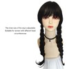 Black Long Double Braid Wig Synthetic Simulated Scalp Heat Resistant