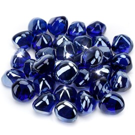 Stanbroil 10-Pound Fire Glass Diamonds - 1/2 inch Luster Fire Glass for Fireplace Fire Pit and Landscaping, Royal Cobalt Blue Luster