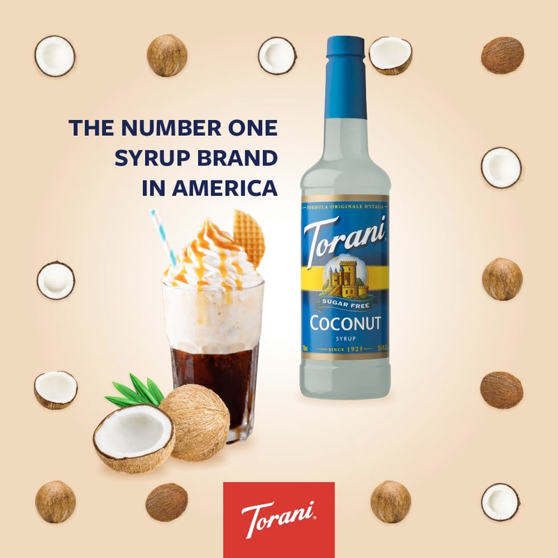 Torani Sugar Free Syrup, Coconut, 25.4 Ounce (Pack of 4)