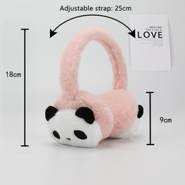 Kids Panda Plush Winter Earmuffs Adjustable Faux Fur Ear Warmer for Girls Boys Cute Cartoon Fluffy Fleece Earmuffs Soft Thermal Ears Protector Warm Fleece Cushioned Ears Children Windproof Ear Covers