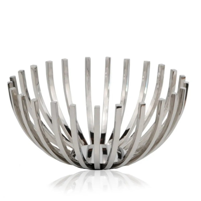 Homeroots 14" Silver Stainless Steel Decorative Bowl