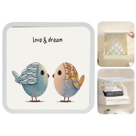 TSINGS Bathroom Mural Clothes Folding Storage Box Waterproof Hanging Storage Organizer No-Punch Wall Mounted Mural Storage Cabinet Decorative Storage Space Saving, Birdies