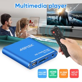 AGPTEK HDMI Multimedia Player, Mini Full HD 1080p Full HD Digital Multimedia Player For Players -MKV / RM-HDD USB Blue